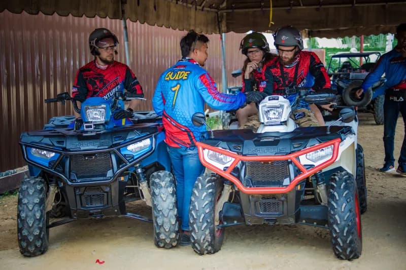 ATV rider gearing up before heading out on an off-road trail near Pattaya